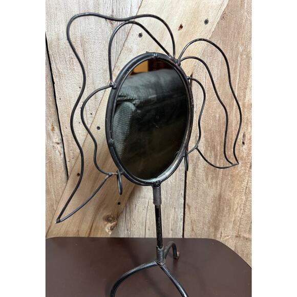 Vintage Whimsical Wrought Iron Silhouette Vanity Mirror Jewelry Holder Earrings - Picture 9 of 11